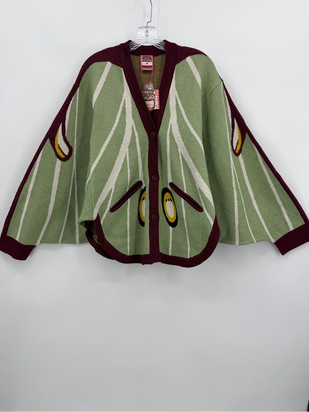 Mochipan NWT Spanish Moon Moth Butterfly Cardigan Green Size M
